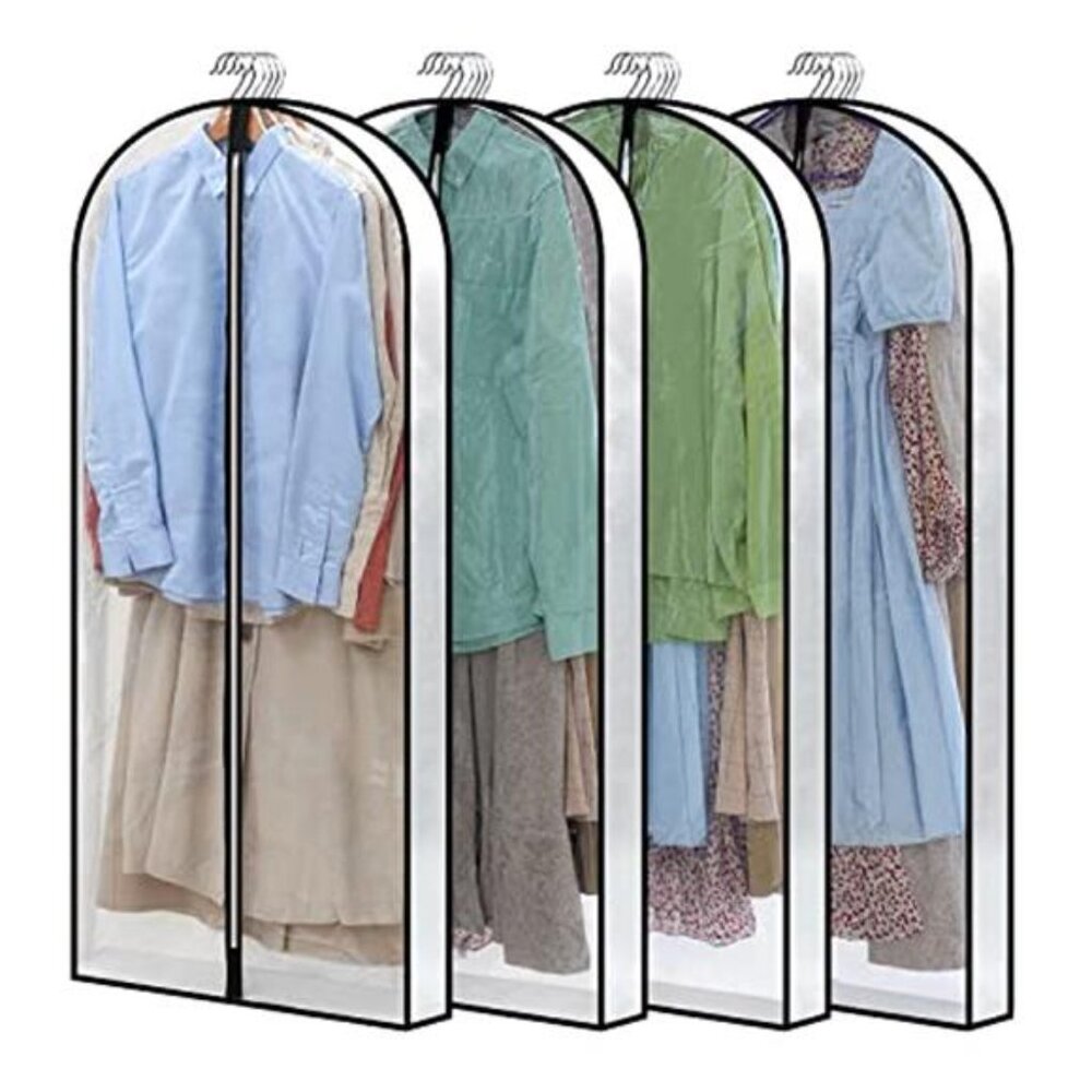 Clear Garment Bags Hanging Clothes Storage Suit Dress Coat Protector Zipper Bag